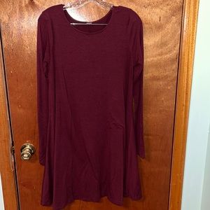 Maroon Long Sleeve Dress
